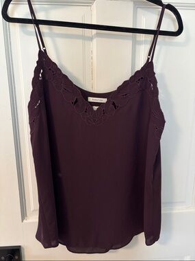 Babaton Deep Plum Lace-Edge Silk Cami